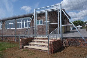 2.4m chain link with gates and handrail